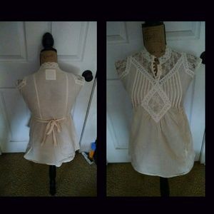 Free People sheer cream top